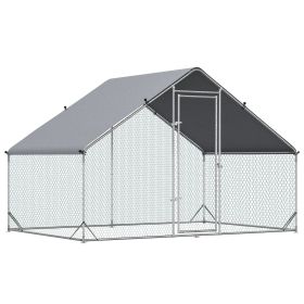 Large Chicken Coop Metal Chicken Run with Waterproof and Anti-UV Cover, Spire Shaped Walk in Fence Cage Hen House for Outdoor and Yard Farm Use, (Option: Silver-1980x280x160 mm)