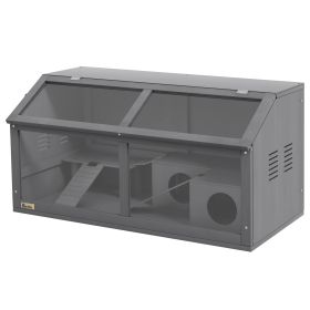 Rat Cage Hamster Cage Small Animal Playhouse for Gerbils with Suspension Bridge, Ladders, Openable Top Hut (Option: Charcoal Gray-920x515x175 mm)