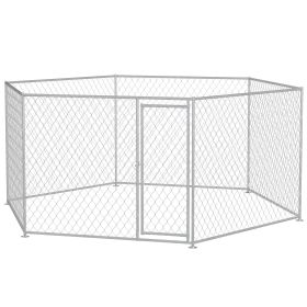 13.4' x 11.5' x 5.6' Dog Kennel Outdoor for Medium and Large-Sized Dogs with Lockable Door, Silver (Option: Silver-1730x400x210 mm)