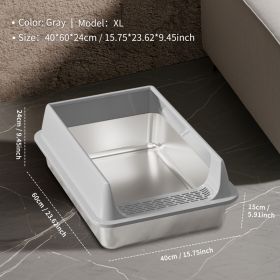 Only Self Pickup---Stainless Steel Cat Litter Box (Option: XL15  Grey LSJ2)