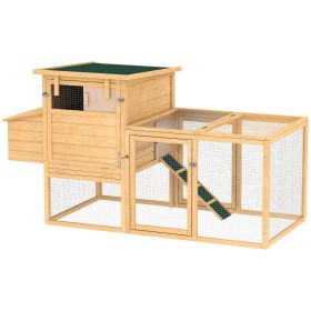75" Wooden Chicken Coop with Nesting Box, Removable Tray, Ramp Run, for Garden Backyard, Natural Wood (Option: Natural Wood-1055x770x310 mm)