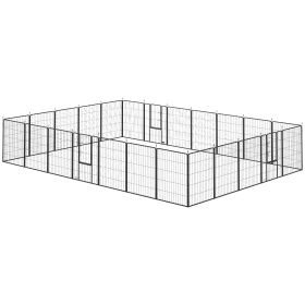 Dog Playpen for Indoor Outdoor, 24 Panels 39" H Puppy Playpen with Lockable Door, DIY Shape Pet Exercise Fence, Gray (Option: Black-1050x850x210 mm)