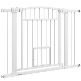 30"-41" Extra Wide Walk Through Dog Gate w/ Cat Door, 3-Inch & 5.5-Inch Extension Kits, 30" High (Option: White-800x760x70 mm)