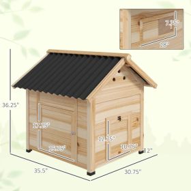 Duck Coop, Wooden Duck House with Openable Roof & Double Doors, Natural Wood (Option: Natural Wood Effect Black)