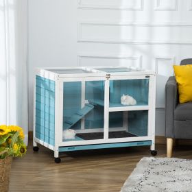 Desk/Table Sized Rabbit Hutch with Wheels (Option: Light Blue-985x610x200 mm)
