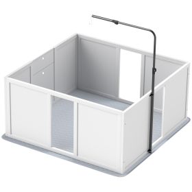 Whelping Box for Dogs with Retractable Light Stand, Washable Waterproof Pee Pad & Adjustable Door, 39" x 38" x 19" (Option: White-1060x580x150 mm)