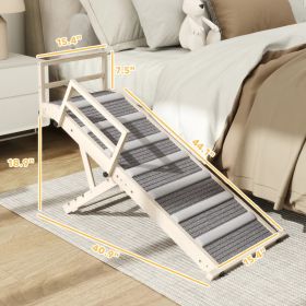 Dog Ramp, Folding Pet Ramp, 4 Adjustable Height From 15 To 19, Dog Step With Side Rails For Small To Large Pets (Option: Natural Gray)