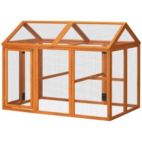 Wooden Chicken Run, Combinable Design with Perches, 4.6' x 2.8', Orange (Option: Orange-830x380x560 mm)