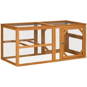 55" Wooden Chicken Coop Add-on Expansion, Mini Chicken Coop Outdoor Chicken Run Hen House with Combinable Design (Option: Orange-775x655x220 mm)