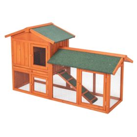 61inch Wooden Chicken Coop Hen House Rabbit Wood Hutch Poultry Cage Habitat (Option: Wood color)