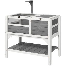 Tortoise Habitat with Shelf Storage Tortoise Gift Accessory with Weather Protection for Indoor, Light Gray (Option: Light Gray-870x555x190 mm)