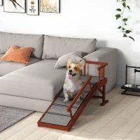 PawHut Wooden Dog Ramp With Removable Guardrails, Non-Slip Surface, (Option: Brown and Gray)