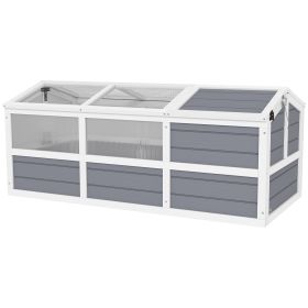 Wooden Tortoise Habitat Outdoor w/ Bottomless Design, Doors, PC Sun Panel Windows, for Small Animals, Rabbit, Light Gray (Option: Light Gray-1300x540x170 mm)