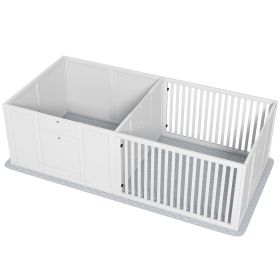 Dog Whelping Box w/ Waterproof Pee Pad & Adjustable Door for Small, Medium & Large Breed Dogs, 65" x 31.5" (Option: White-900x600x210 mm)