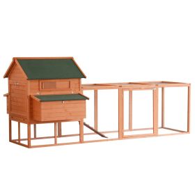 136.5" Chicken Coop Wooden Large Chicken House Deluxe Rabbit Hutch Lockable Poultry Hen Cage Backyard with Nesting Box and Run (Option: Natural Wood 5-1060x890x290 mm)