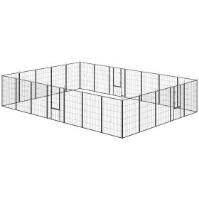 Dog Playpen for Indoor Outdoor, 24 Panels 44.5" H Puppy Playpen with Lockable Door, DIY Shape Pet Exercise Fence, Black (Option: Black-1170x850x200 mm)